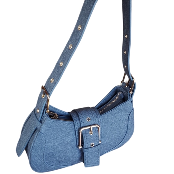 Handbags - Women Bags Blue Leather Bag Shoulder Bags Crossbody Bag Adjustable Strap Vegan